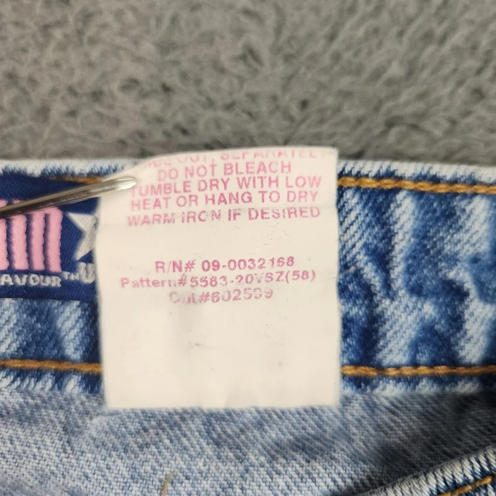 Bubblegum Denim Skirt Womens 5/6 Blue Mid Rise Frayed Hem Star Rivet Vintage Y2K